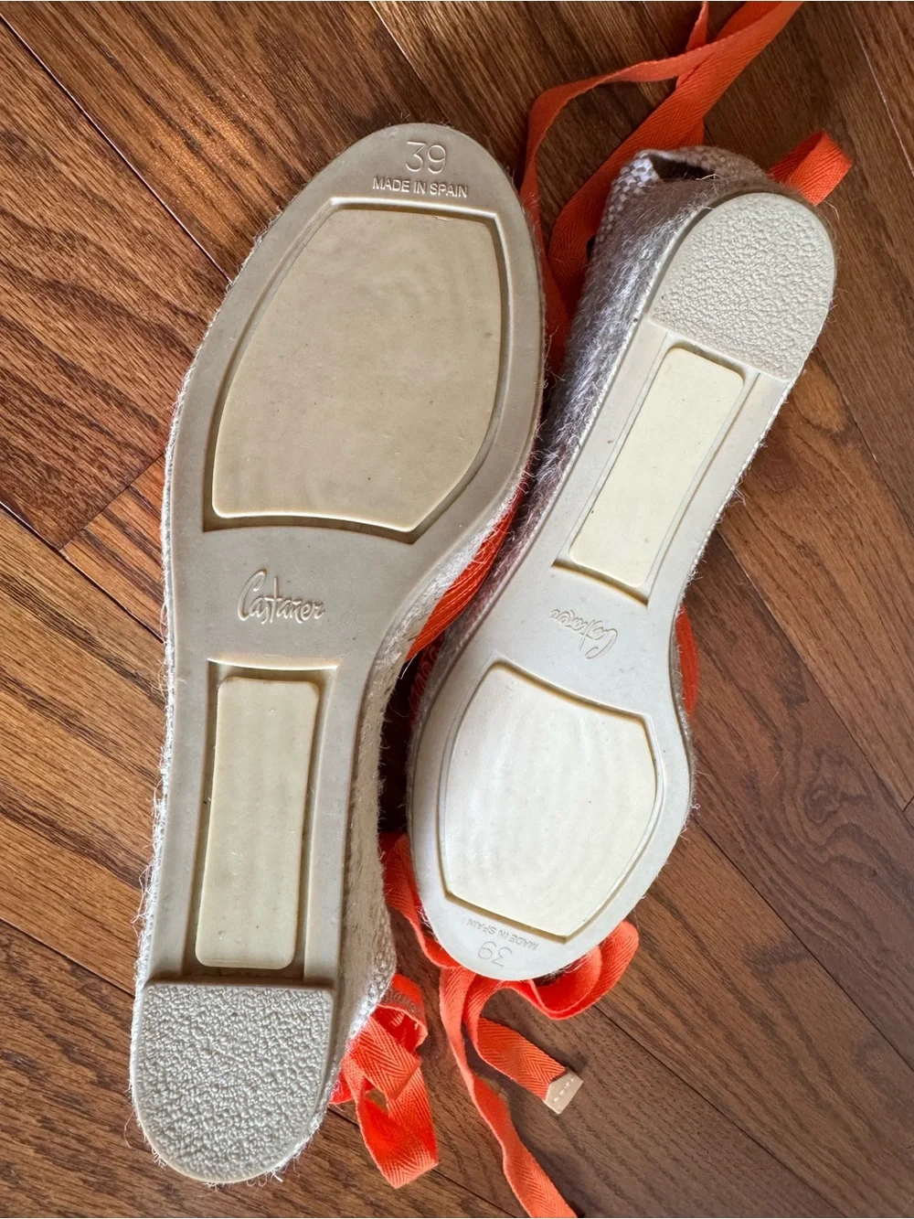 Castañer Carina Orange Embroidered Lace Up Wedge Espadrilles NWOT